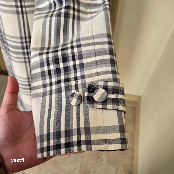 Women's Talbots Blazer Jacket Size 4 White Black Plaid - Picture 4 of 7